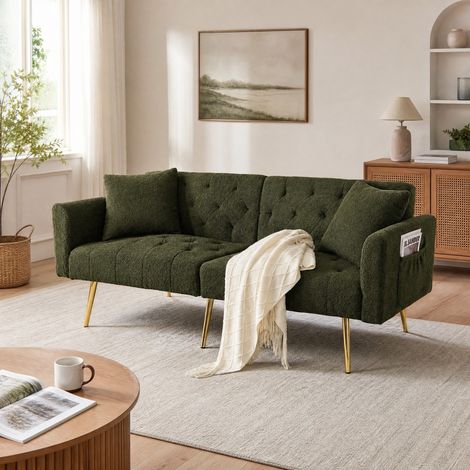 Divano 2 posti reclinabile Teddy con 2 cuscini OKMYHOME (1/5)