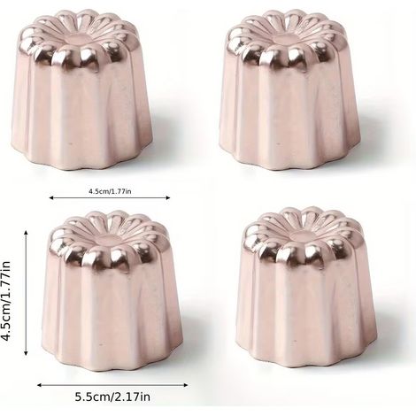Juego de 4 moldes de cobre para canelés de 45 mm y 4,5 cm
