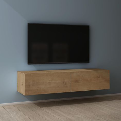 Mai & Mai Fernsehtisch Fernsehschrank TV Schrank Verdeckter Griff mit Soft-Close Lowboard Hängeschrank für Wohnzimmer in Kerneiche BTH: 140x40,2x30 cm Fernsehschrank02