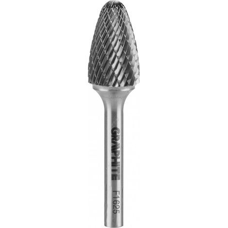 Fresa per metalli HM, tipo F (arco arrotondato e appuntito), 16 x 25 mm, gambo 6 x 45 mm (1/4)
