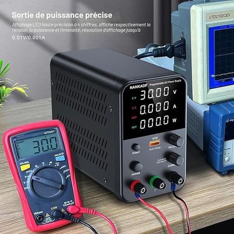 DC Power Supply (0-60V, 0-5A) Adjustable, Switching Power Supply, Variable Lab Bench Power Supply, On/Off/Encoder Exit Button (1/4)