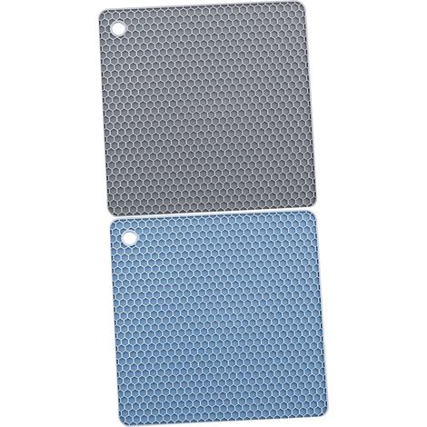 Lot de 2 dessous de plat en silicone, bleu, antidérapants (1/5)