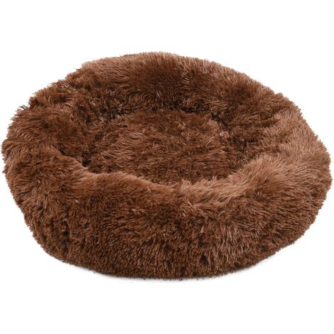 1 - Coussin Pour Chien - Panier Rond - Forme Donut - Douillet Et Confortable - Pour Animaux De Compagnie - Marron Foncé - 50x50cm (1/5)