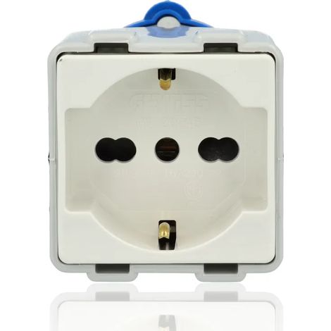 Adattatore Gewiss industriale a civile 2P+T 16A prese schuko GW64212 (1/2)