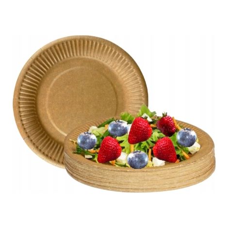 Piatti di carta kraft usa e getta da 18 cm, 100 pezzi (1/5)