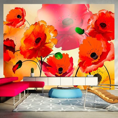 Papier peint coquelicots de velours - 250 x 193 cm