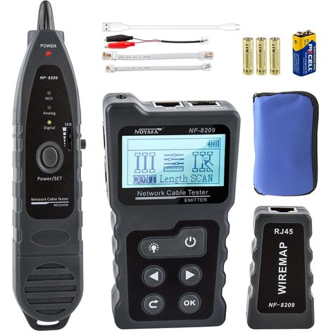 Erweiterter Kabeltester mit PoE-Draht-Tracker, Multifunktions-Netzwerkkabeltester für Te Toner, Werkzeugsatz mit Tasche, Audiosonde für LAN CAT5 CAT6 Tracker