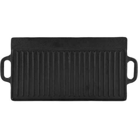 Plaque de cuisson antiadhésive en fonte Zoternen, double face, nervurée et plate (1/4)