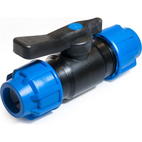 Robinet à boisseau sphérique en PE 25 - Noir - Raccords à joint - Haute qualité - Pour les conduites d'eau