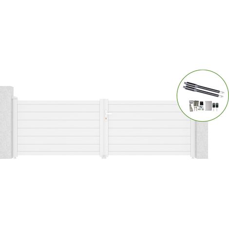 Flügeltor 3,5 m EIGER H.115 cm Weißaluminium + Motorisierung RANGER B150 (1/5)