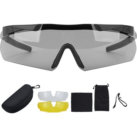 Lunettes de sport unisexes coupe-vent extérieur avec verres interchangeables, équipement de protection, étui rigide de transport noir (1/5)