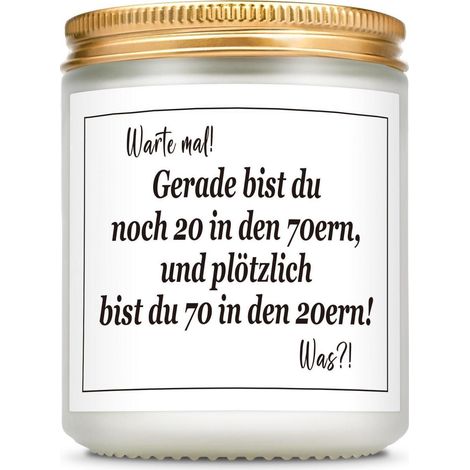 Duftkerze 70. Geburtstag Spruch Lavendel für Frauen & Männer Geschenk
