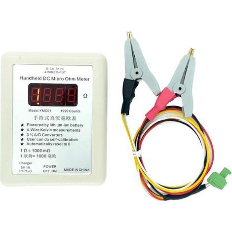 Milliohmmètre CC portable, faible résistance 0,01-19,99 Ω, petite pince (1/5)