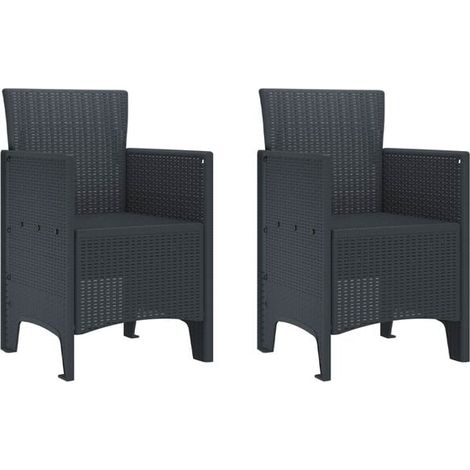 Ensemble de deux chaises de jardin, polypropylène gris anthracite (1/5)