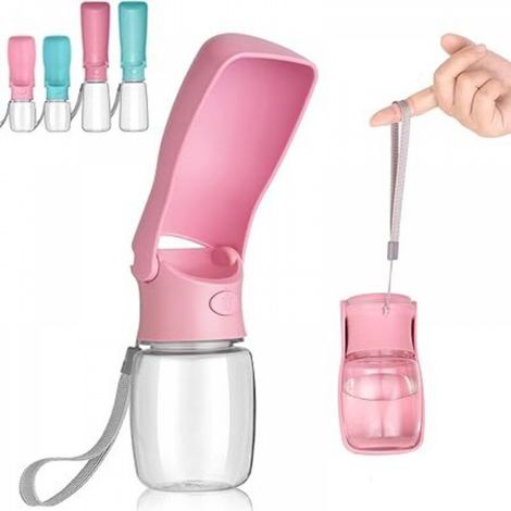 Bouteille d'eau pliable pour chiens - 350ml Bouteille d'eau portable pour animaux de compagnie Pour chien chat Marche en plein air Randonnée Voyage (Rosa) (1/5)