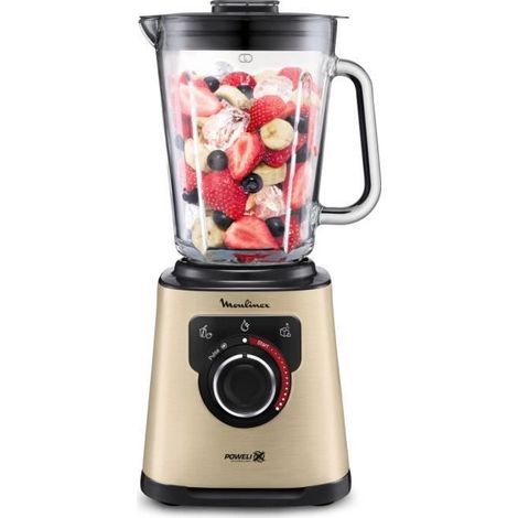 MOULINEX LM871A10 Blender Mixeur 1200 W Puissant Capacité utile 1,5 L Lames Powelix Nettoyage facile PerfectMix + Or/Noir (1/5)