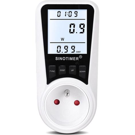 Compteur d'électricité avec prise d'alimentation en tension et de mesure de courant, éclairage domestique, prise (réglementation FR (230 V, 16 A))-AquaForge (1/5)