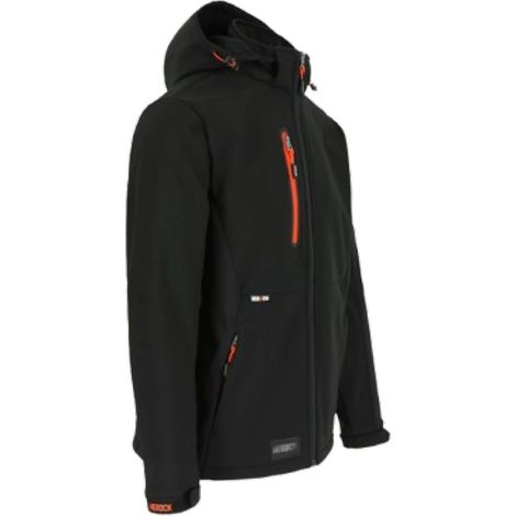 Giacca da lavoro softshell traspirante e termica con cappuccio rimovibile HEROCK TRYSTAN Nero XL