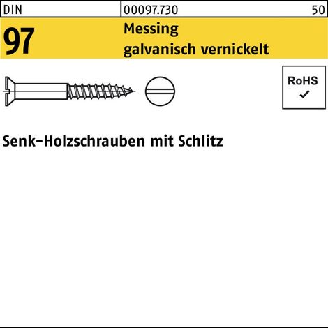 Holzschraube DIN 97 SEKO Schlitz 4x 20 Messing galv. vernickelt 200St. (1/2)