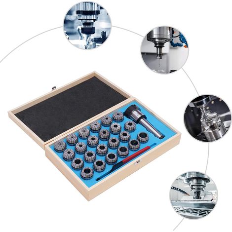 Jeu de Mandrins à pince 23 pièces MK4/MT4 M16, ER40 Ø 4-26 mm Clé pour fraisage tour porte-outils à pince en acier pour ressorts 65 Mn pour graver CNC et tour de fraisage (1/5)
