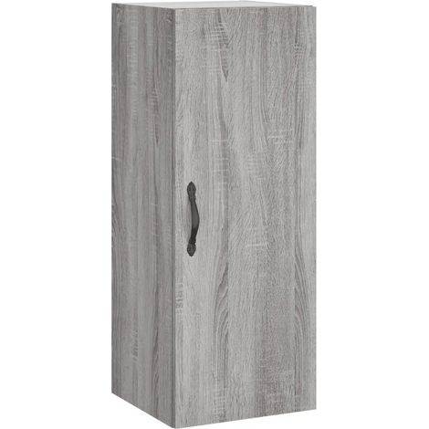 Elegante armadio da parete contenitore 34,5 x 34 x 90 cm stile contemporaneo in legno ingegnerizzato grigio 020049303