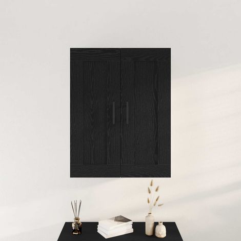 Wandmontierter Schrank Schwarz Eichen-Optik 69,5 x 34 x 90 cm