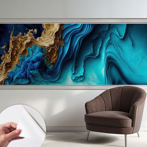 Papier peint adhésif autocollant pour salon chambre à coucher peint imprimé pour mur Vagues énergiques 250x104 cm (1/5)