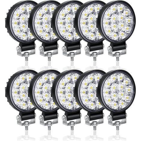 10 focos de trabajo LED redondos de 42 W y 3,2 pulgadas, 12 V/24 V, para coche, camión, SUV y barco. (1/5)