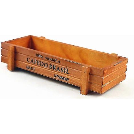 Pot de fleurs rectangulaire en bois pour jardin, style vintage, pour plantes succulentes (Couleur : Marron) (1/5)