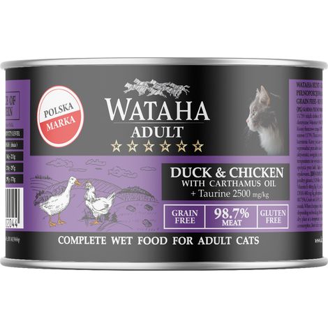 Wataha caza gato adulto pato pollo 200g