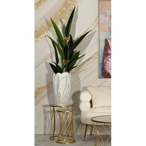 Vaso Paranaiba, Complemento d'arredo, Articolo decorativo, Accessorio d'arredo, 29x29 h48 cm, Bianco