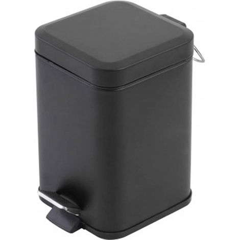 Pattumiera da Bagno a Pedale Quadrata Piccola in Acciaio Cestino Rifiuti 3 Lt - Colore: Nero (1/5)