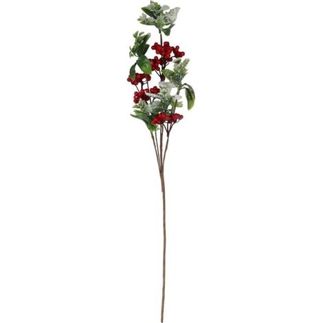 Ramo con foglie di sorbo e innevate, 70 cm, rosso (1/3)