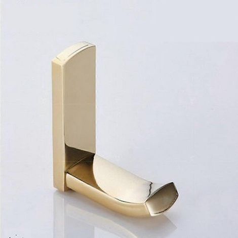 Barre porte-serviettes carrée en laiton poli doré accessoire de salle de bain étagère (1/5)