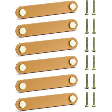 6-teiliges Set Ledergriffe für Möbel, Türen, Küche, Bad, Schränke, Kommoden – 96 mm, Beige (1/5)