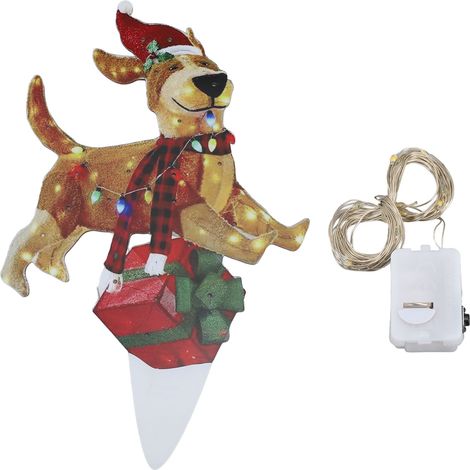 Décorations de Noël pour Chien Lumineuses - Ornements Acryliques Extérieurs pour Pelouse et Porche avec Guirlande (1/5)
