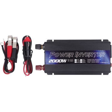 Onduleur 12V/24V 2000W pour Voiture et Panneau Solaire, en Alliage d'Aluminium, Faible Bruit, Onde Sinusoïdale Modifiée, Charge Polyvalente (1/5)