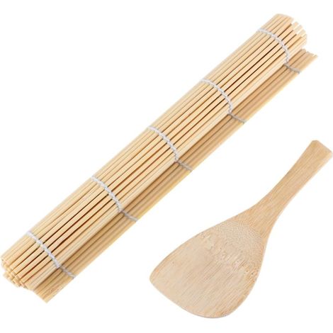 2pcs de roulement de Sushi de Bambou - Tapis de Sushi de roulement, 1 Palette de Riz, Tapis de roulement carbonisé, Tout Normal et Moule-Résistant (1/5)