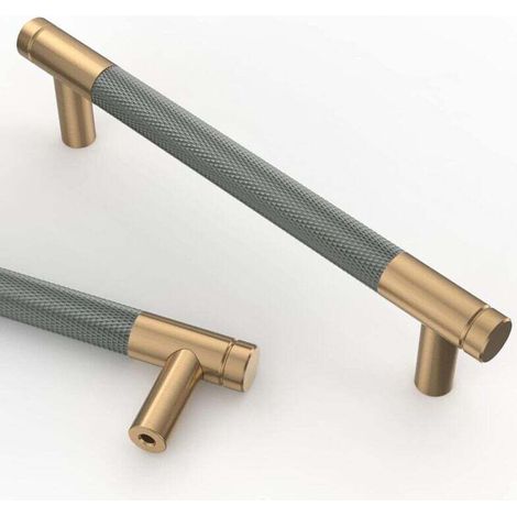 10 pieces kitchen cabinet handles gray gold 128 mm furniture handles made of gold alloy with screws, for desks, drawers, cabinets MUMU (1/4)