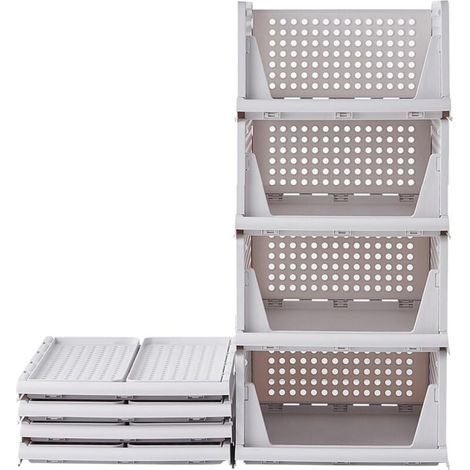 Organisateur Armoire Vetement 3 pcs Organisateur Tiroir Empilable Rangement Dressing Organisateur Plastique Boite Rangement Vetement pour Chambre, Penderie, Dressing, 43 x 32.5x 18 cm, Blanc (1/4)