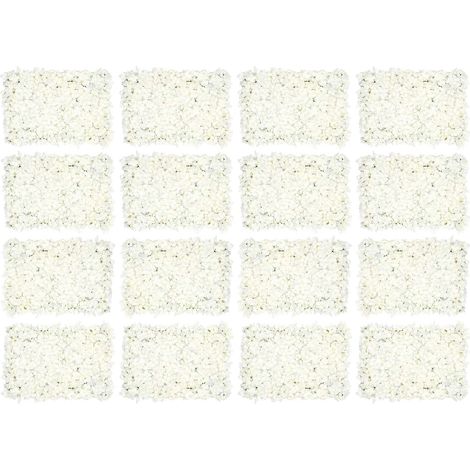 Lot de 20 fleurs artificielles murales - Fleurs artificielles - En soie - Panneaux muraux - Décoration de fête - Fond de mariage - Blanc - 60 x 40 cm (1/5)