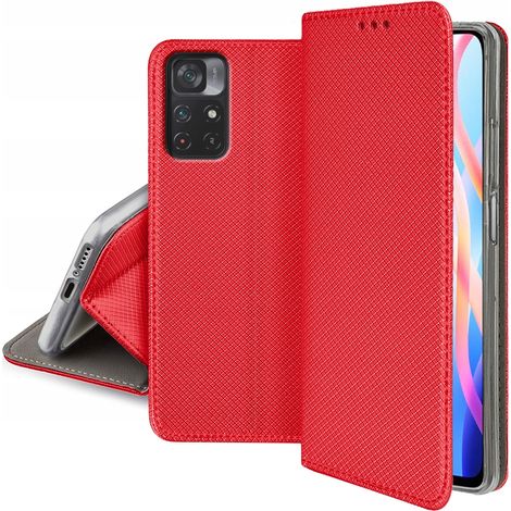 CUSTODIA per REDMI NOTE 11T 5G SMART MAGNET BOOK CASE ROSSA CHIUSA + VETRO (1/5)