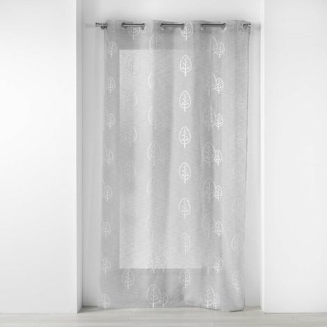 Voilage a oeillets 140 x 240 cm effet li brodé Sonata Gris (1/3)
