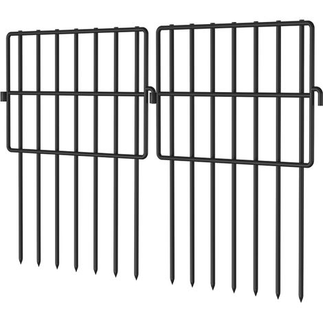 Randaco Gartenzaun Steckzaun Metall 25-teilig Schwarz Gitterzaun Teichzaun Beetzaun (1/5)