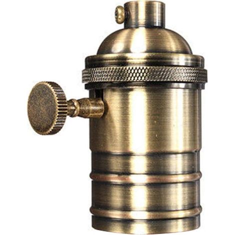 Portalámparas retro E26/E27 de cobre antiguo con interruptor de encendido/apagado de rosca de latón. (1/5)