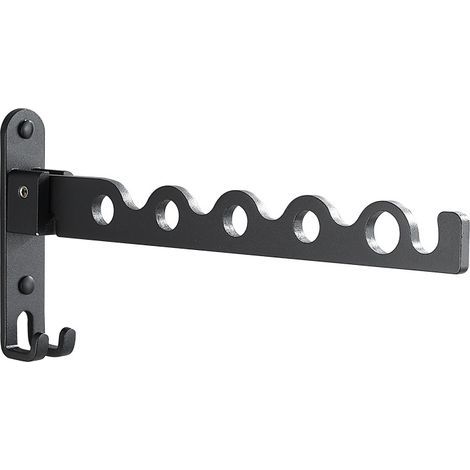 Stendibiancheria pieghevole da parete in alluminio nero, stendibiancheria da bagno nero (1/5)