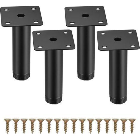 4 Pièces Pieds de Meuble, 10 cm/4 Pouces Pieds de Meubles Réglables, Pieds de Support en Fixation en Métal pour Meubles/Table/Chaise/Bureau/Cuisine/Armoire/Canapé (1/5)