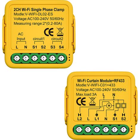 Tuya WiFi Smart Home Energy Monitor 2.4 GHz Monofase Misuratore di consumo 80 A Trasformatore di corrente solare Pinza amperometrica Statistiche di potenza elettrica 100-240 V CA 50/60 Hz. (1/5)