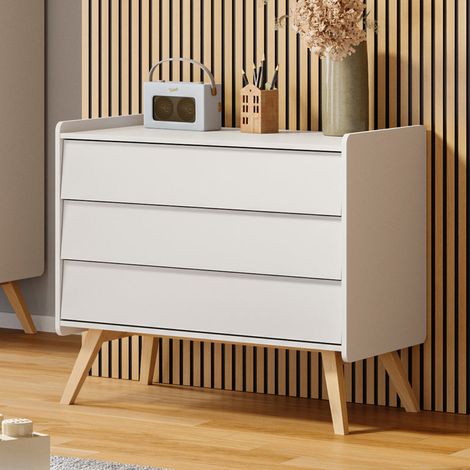 Kommode mit 3 Schubladen Vox Vintage Weiß und Holz