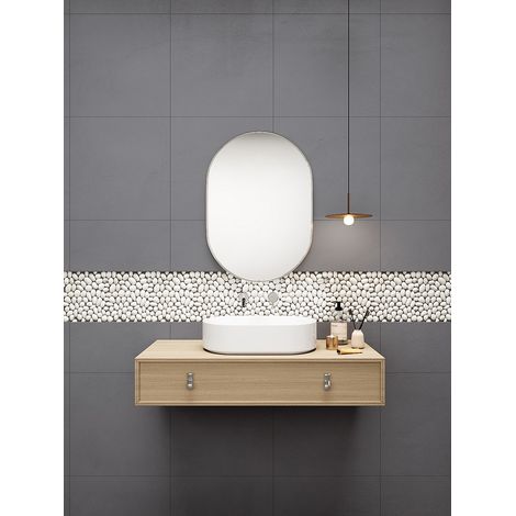 Mosaïque sol et mur galets naturels crème - pack de 1m² (dalles de 30x30 cm) - OLA